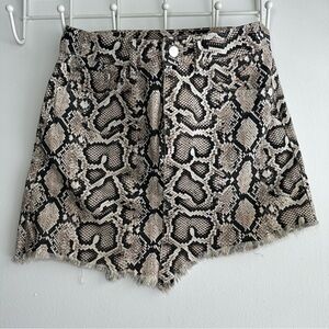 Zara Black and Tan Snake Print Jean Skirt
